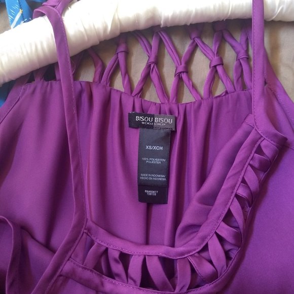 Bisou Bisou Purple Spaghetti Strap Tank Top XS - Picture 6 of 7